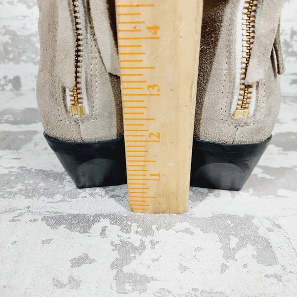 New AllSaints Women's Taupe Lenora Suede Boots F736 - Picture 8 of 13